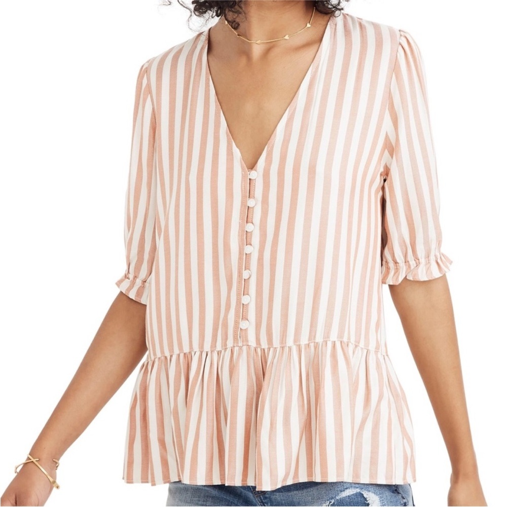 Madewell Courtyard Ruffle-Hem Top M